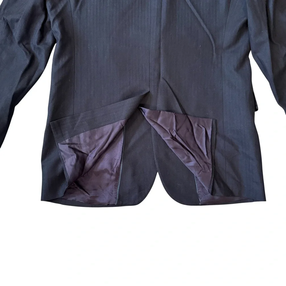 Brooks Brothers 346 Blazer Mens 40L Navy Blue Wool‎ Stretch Herringbone